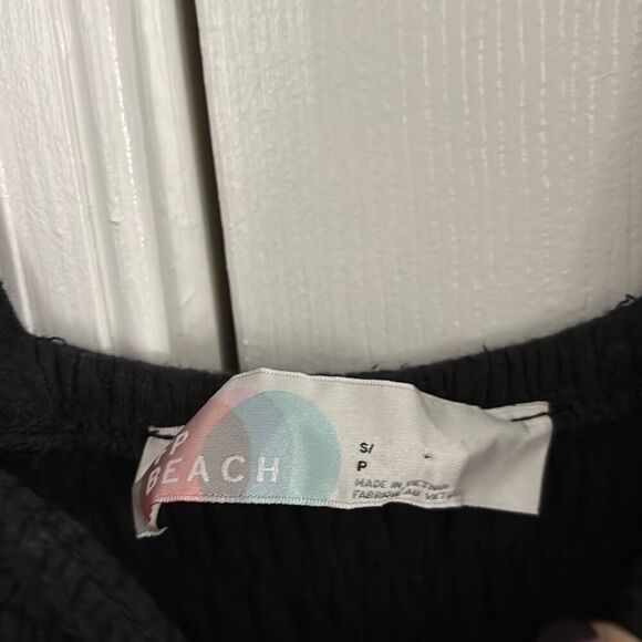 Free People Beach Homecoming Black Smocked Sleeveless Wide-Leg Jumpsuit size Sma - Picture 4 of 5